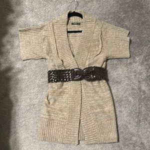 Wrap sweater with coordinating belt, S